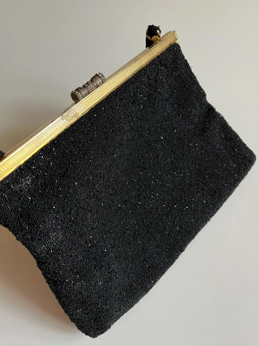 Vintage French Micro-Beaded Evening Bag: Retro Women's Fashion Made in France